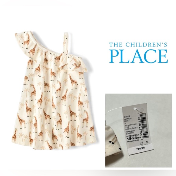 🆕THE CHILDREN’S PLACE - 18/24M - NWT - INFANT GIRLS GIRAFFE DRESS - Picture 1 of 5